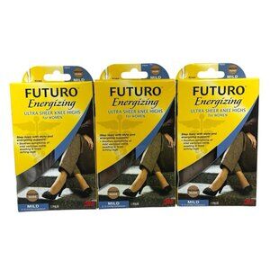 Futuro‎ Energizing Ultra Sheer Knee Highs Mild Womens M Beige Mild Lot Of 3